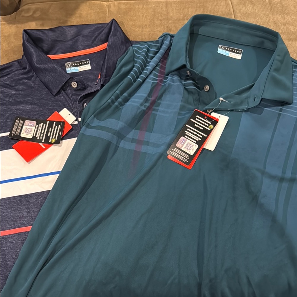 Bundle of Men's Blue and Teal Shirts by PGA Tour